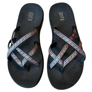 Teva Mush Olawahu Thong Strappy Sandals Pink Multicolor Womens 8‎ UK 6 EU 39